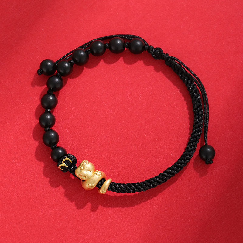 6mm Small Leaf Red Sandalwood Protection Bracelet with Red Rope - Unisex