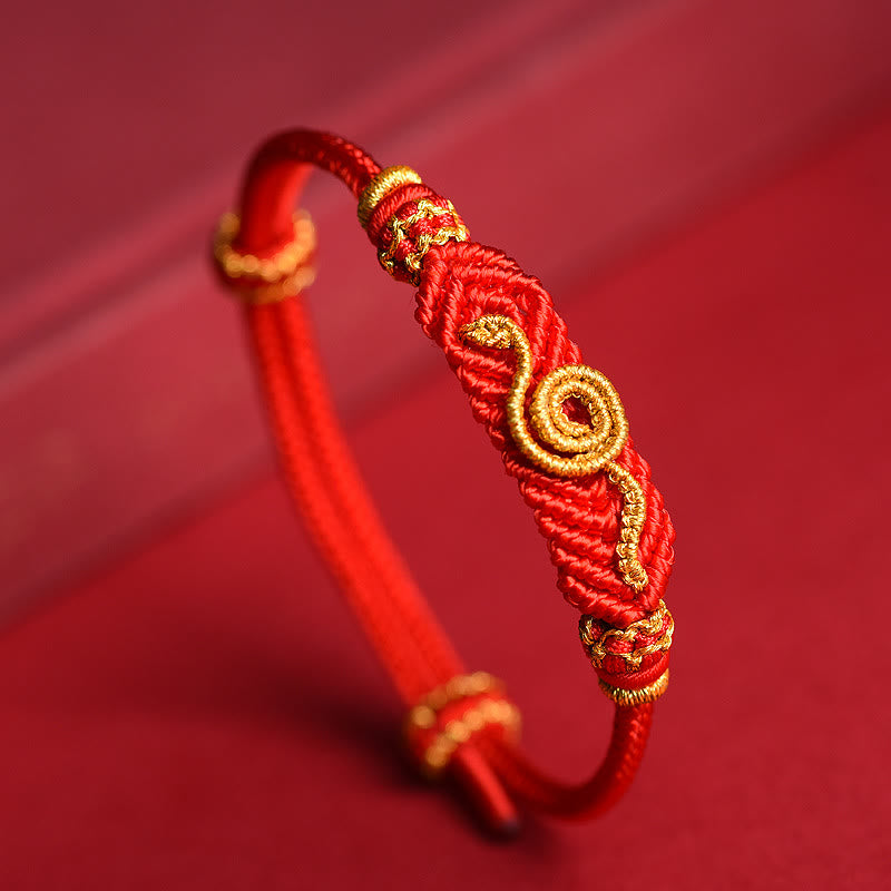 Handmade Red String Eight Thread Peace Knot Snake Year Bracelet