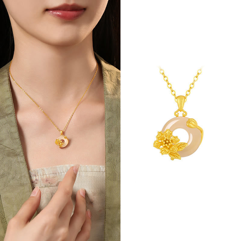 Chalcedony Peace Buckle Necklace in 925 Silver for Harmony