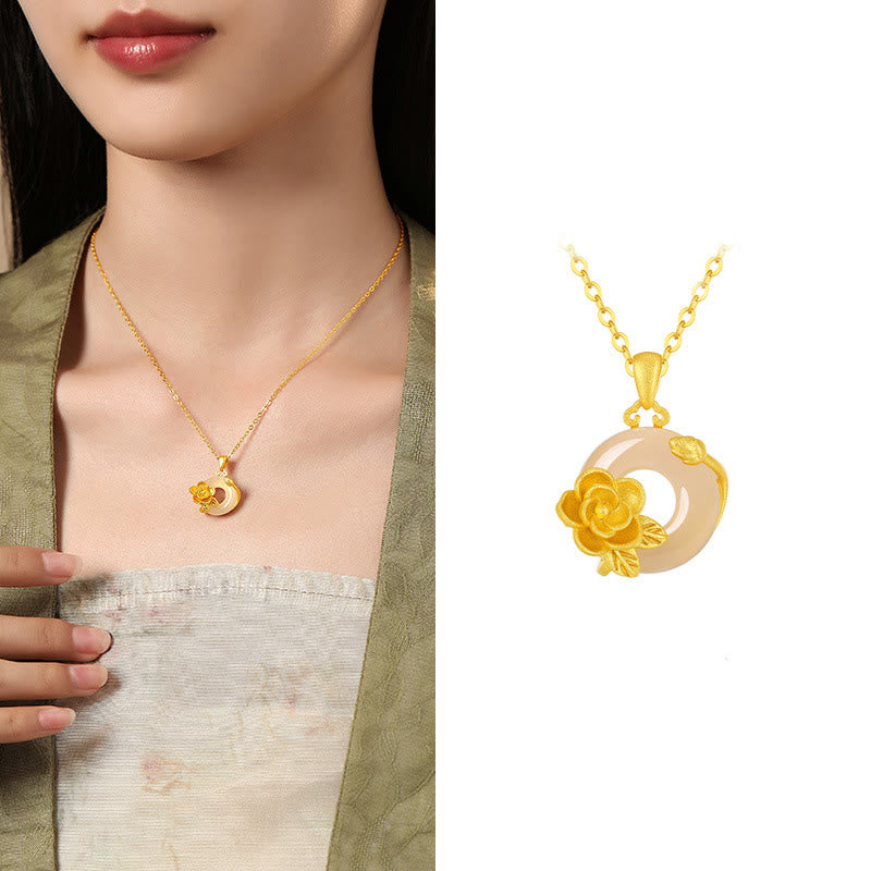 Chalcedony Peace Buckle Necklace in 925 Silver for Harmony