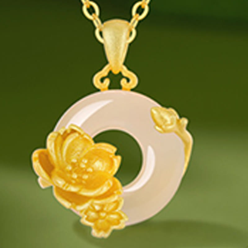 Chalcedony Peace Buckle Necklace in 925 Silver for Harmony