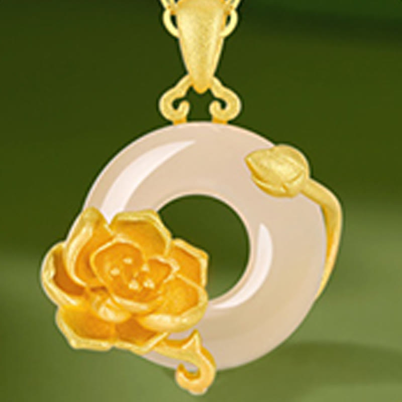 Chalcedony Peace Buckle Necklace in 925 Silver for Harmony