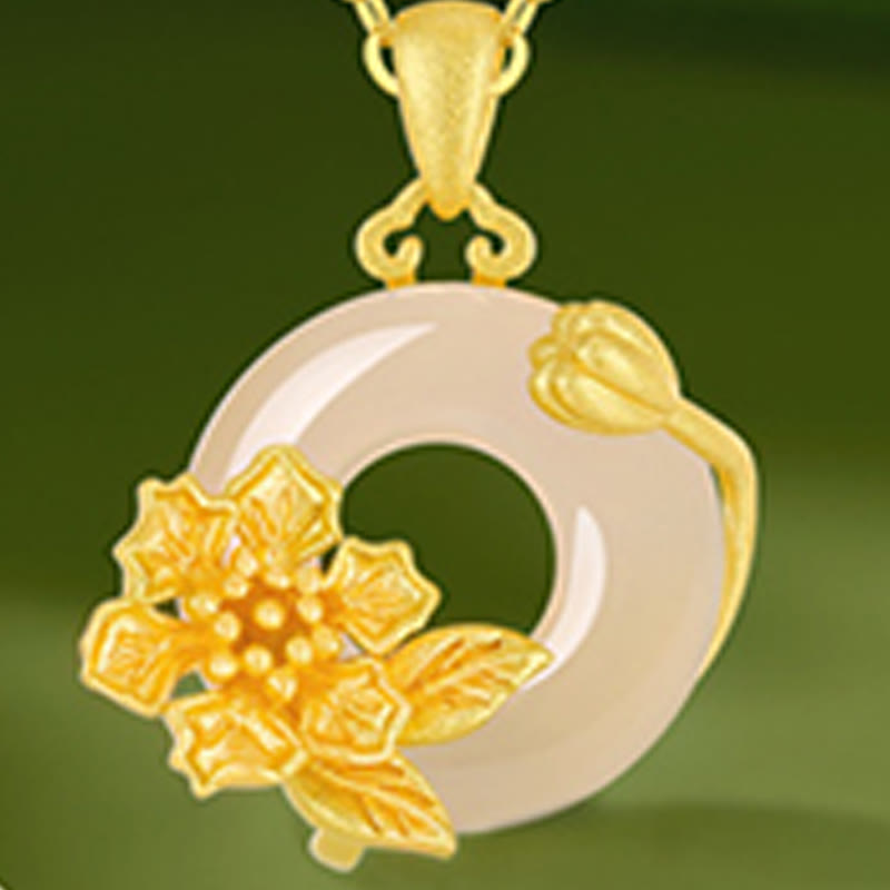 Chalcedony Peace Buckle Necklace in 925 Silver for Harmony