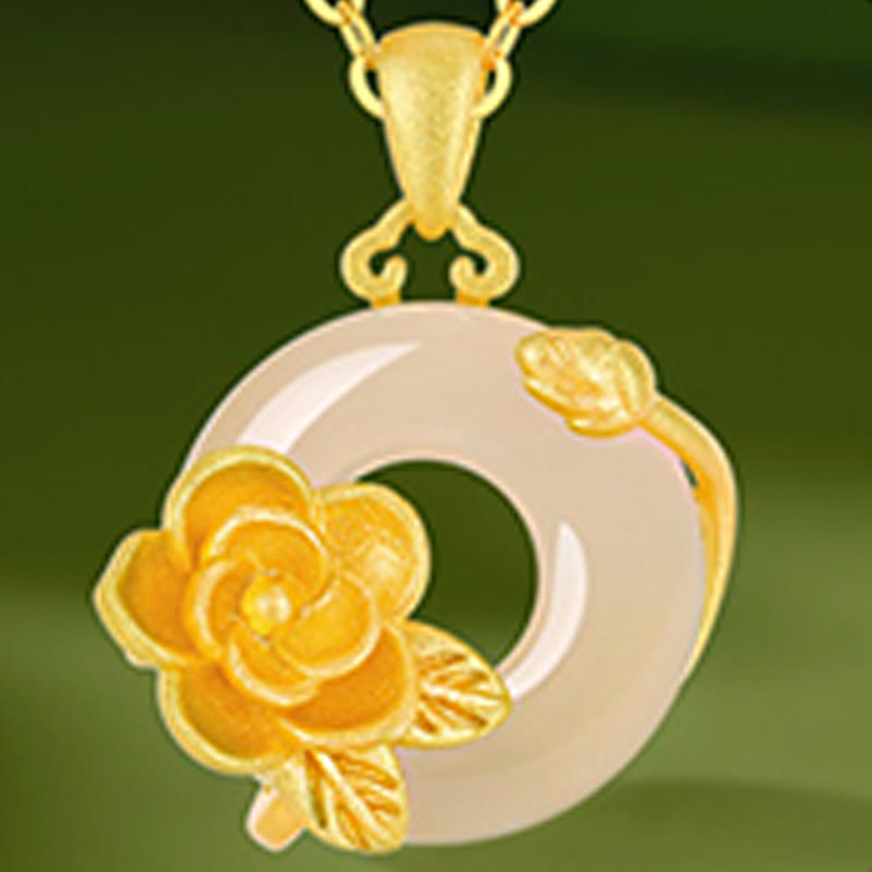 Chalcedony Peace Buckle Necklace in 925 Silver for Harmony