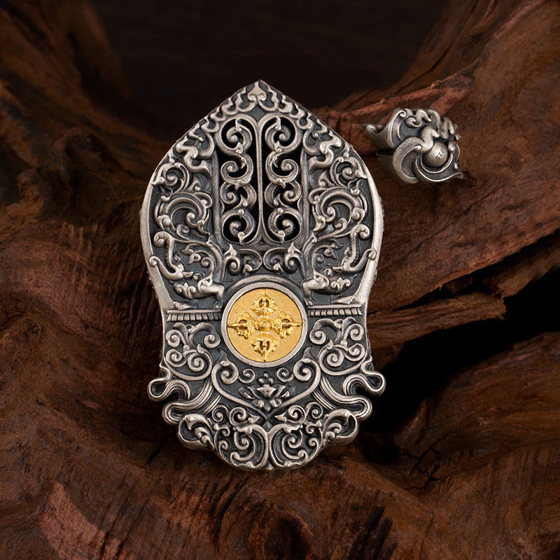 Tibetan Zakiram Dzi Bead Necklace 925 Silver Pendant Protection