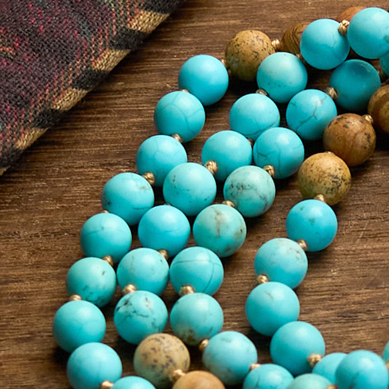 108 Beads Turquoise Picture Jasper Balance Bracelet 8mm