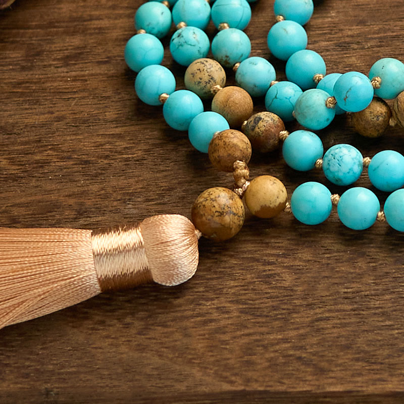 108 Beads Turquoise Picture Jasper Balance Bracelet 8mm