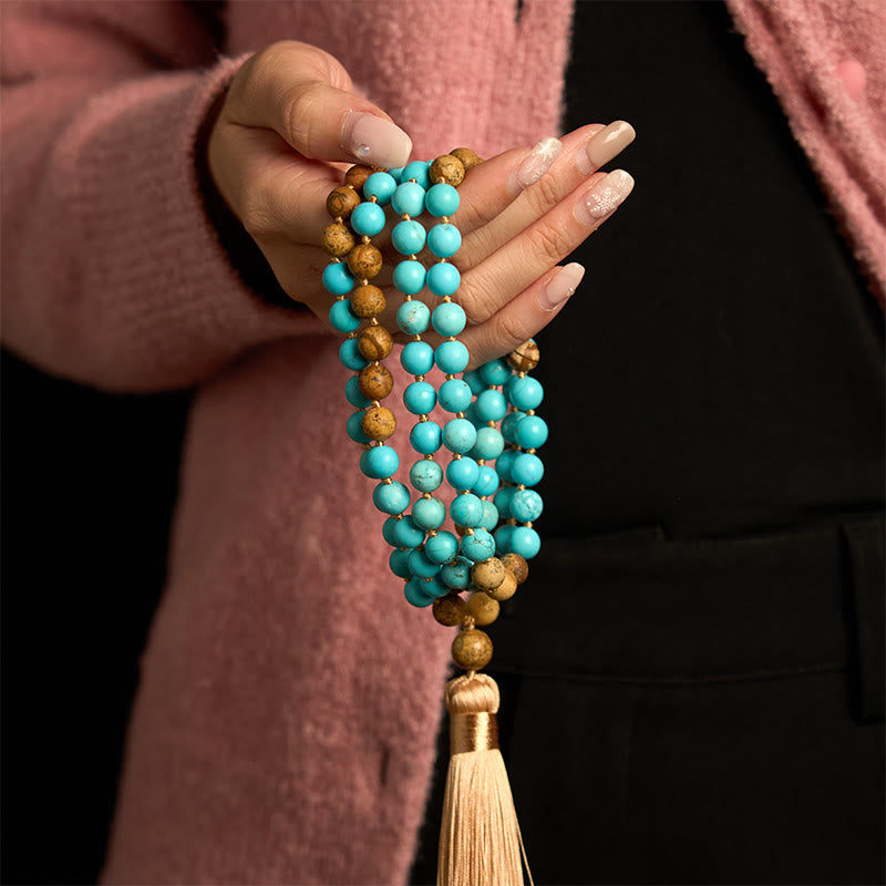 108 Beads Turquoise Picture Jasper Balance Bracelet 8mm