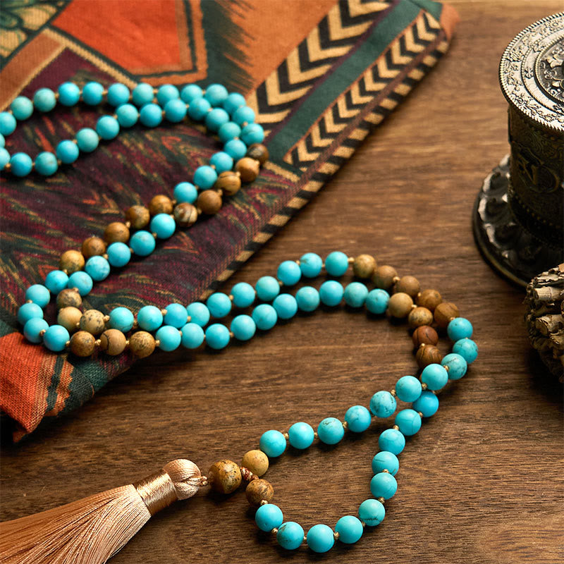108 Beads Turquoise Picture Jasper Balance Bracelet 8mm