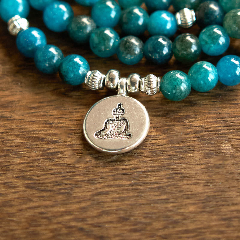108 Beads Apatite Gemstone Mala Bracelet for Meditation