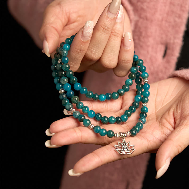 108 Beads Apatite Gemstone Mala Bracelet for Meditation