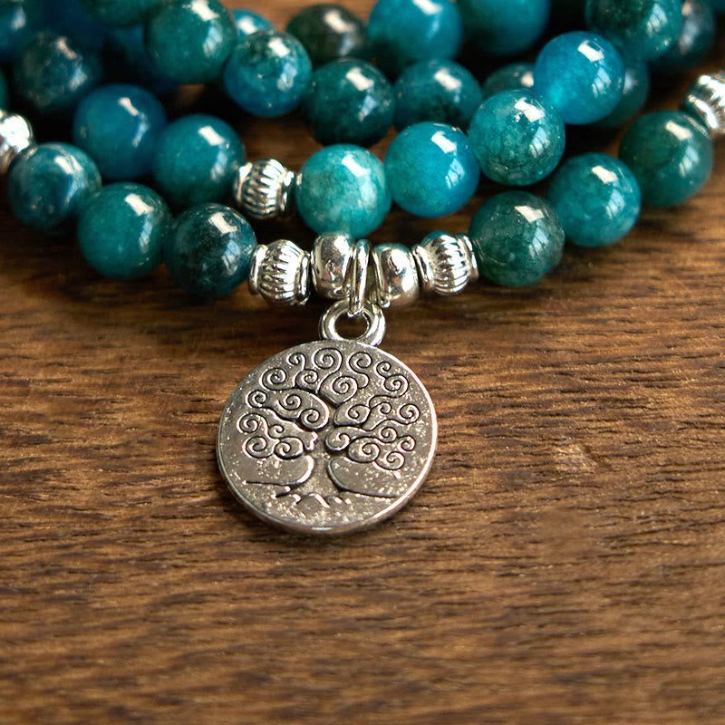 108 Beads Apatite Gemstone Mala Bracelet for Meditation