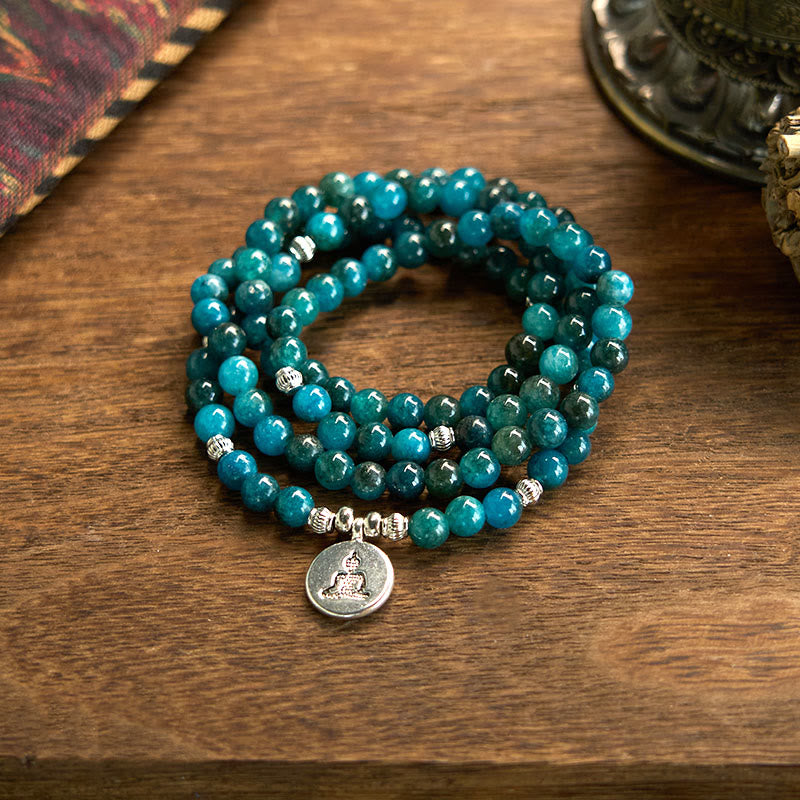 108 Beads Apatite Gemstone Mala Bracelet for Meditation