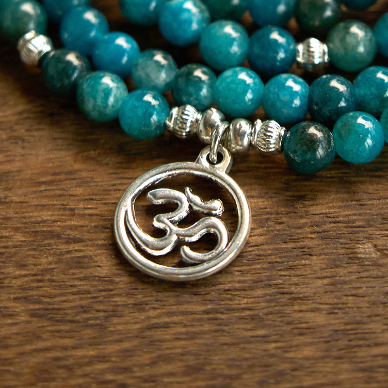 108 Beads Apatite Gemstone Mala Bracelet for Meditation