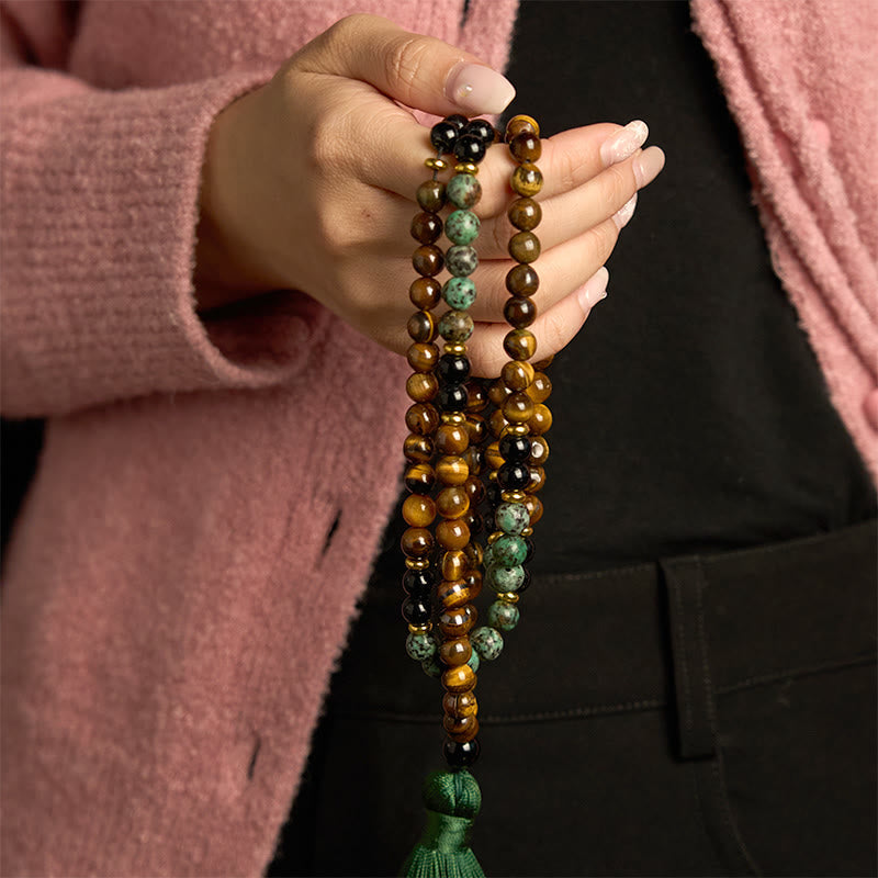 8mm 108 Beads Tiger Eye Turquoise Protection Bracelet