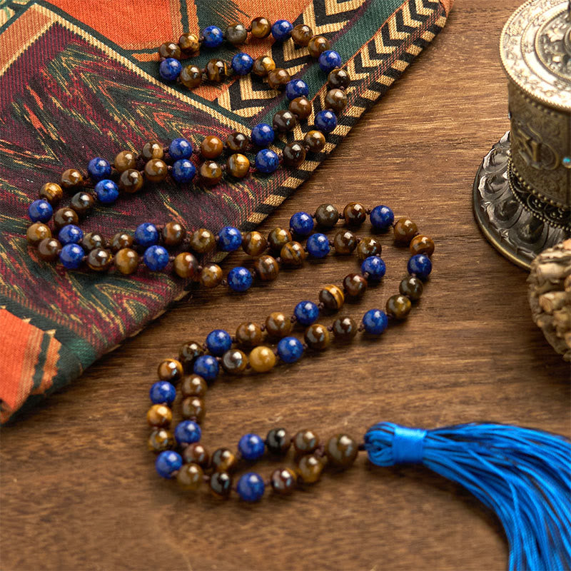 8mm Tiger Eye Lazurite Protection Bracelet for Meditation