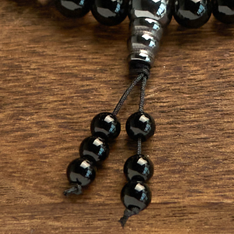 8mm Black Onyx Protection Mala Bracelet 108 Beads