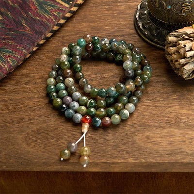 108 Bead Moss Agate 8mm Multi-Turn Healing Mala Bracelet