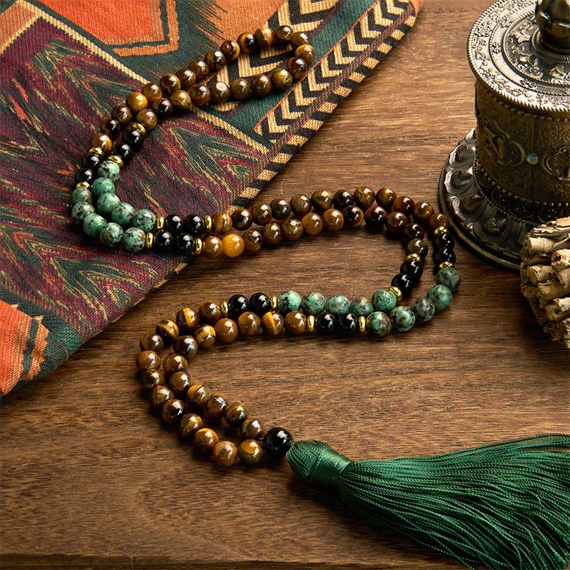 8mm 108 Beads Tiger Eye Turquoise Protection Bracelet