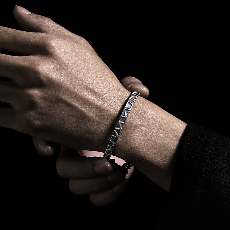 Men's Sterling Silver Protection Bracelet with Hammer & Thorn Design