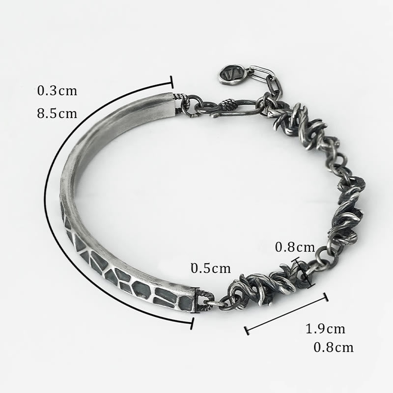 Men's Sterling Silver Protection Bracelet with Hammer & Thorn Design