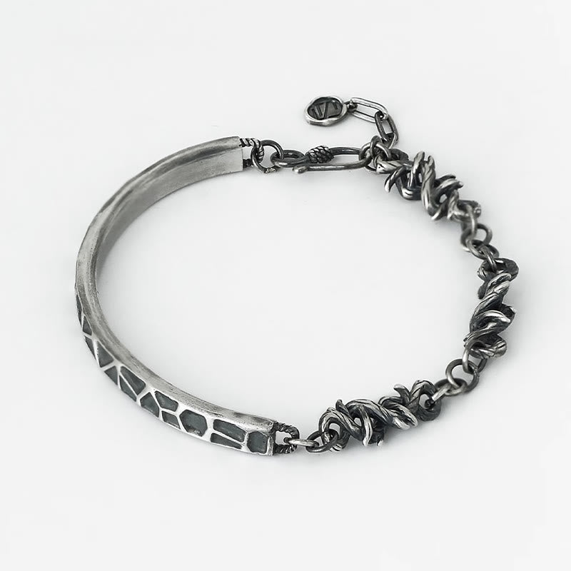 Men's Sterling Silver Protection Bracelet with Hammer & Thorn Design