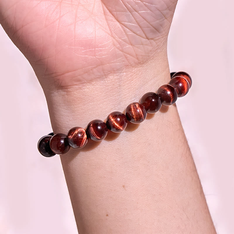 8mm Red Tiger Eye Bracelet for Creativity and Courage