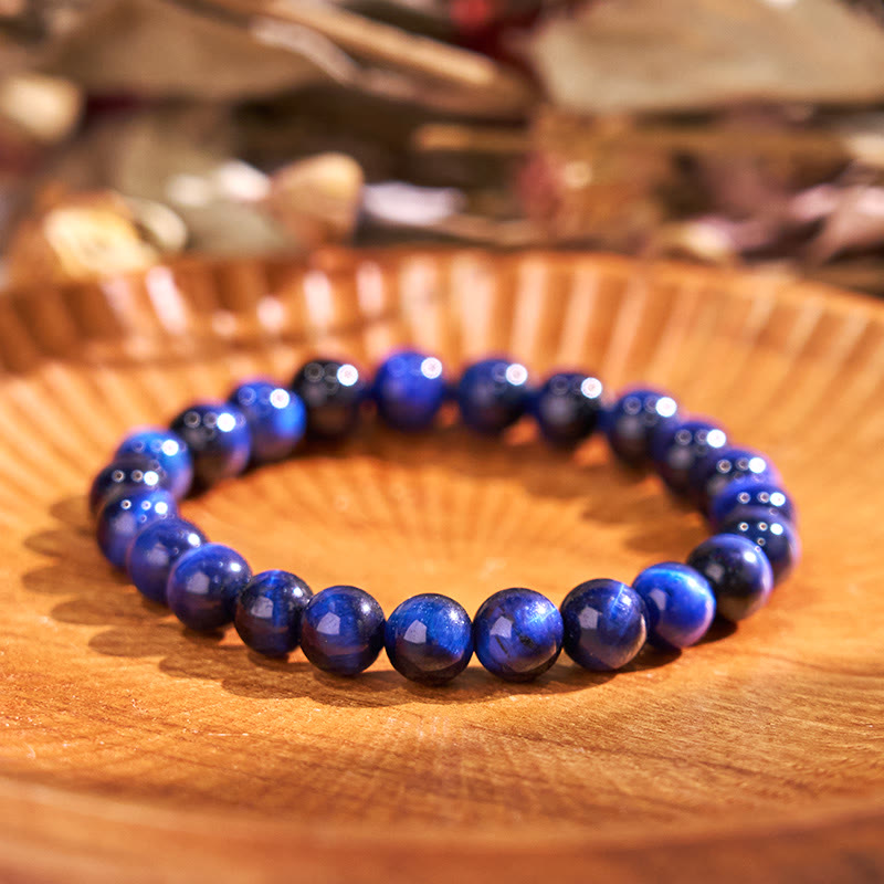8mm Blue Tiger Eye Bracelet for Calm & Tranquility