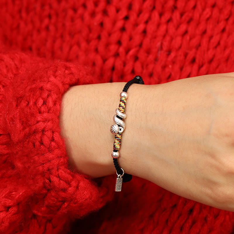 Sterling Silver Snake & Fu Character Bracelet