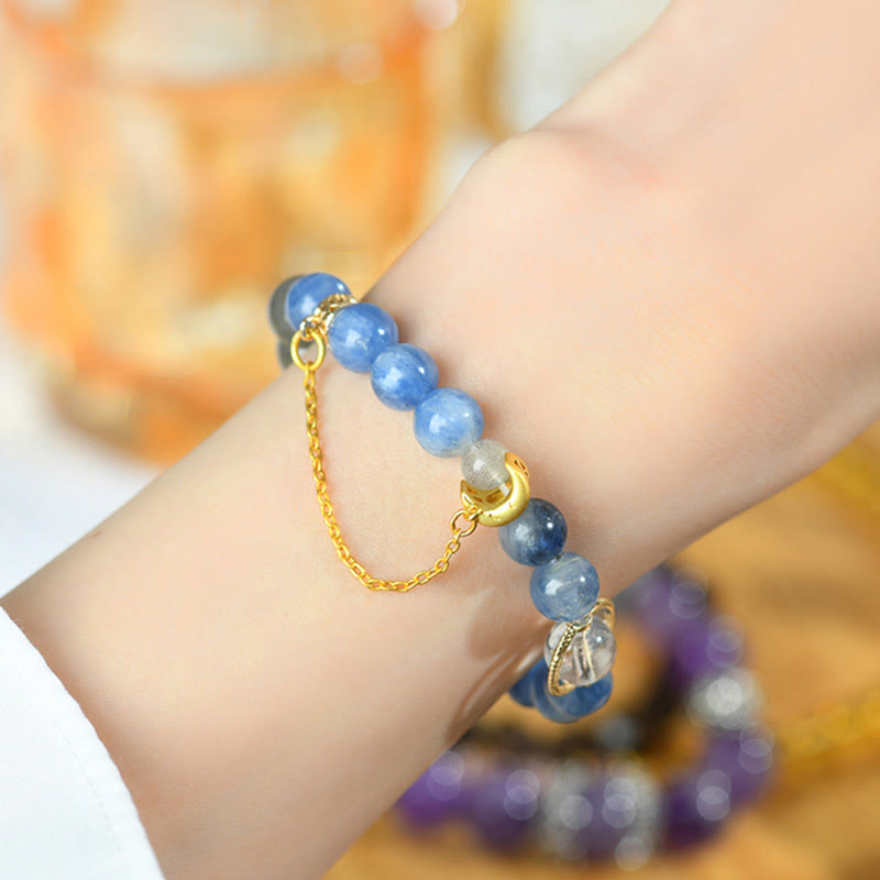 Kyanite Labradorite Crescent Moon Communication Bracelet