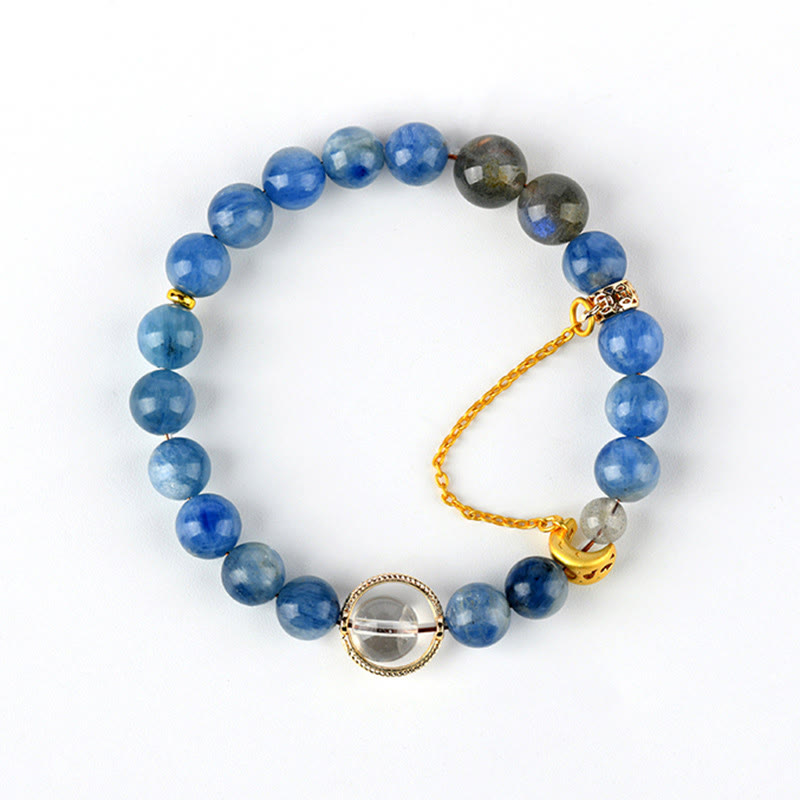 Kyanite Labradorite Crescent Moon Communication Bracelet