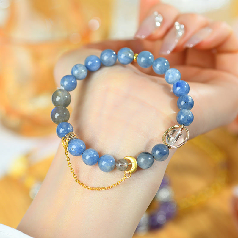 Kyanite Labradorite Crescent Moon Communication Bracelet