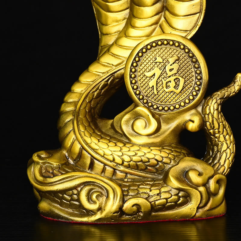Brass Year of the Snake Fu Character Statue 14x9x19cm