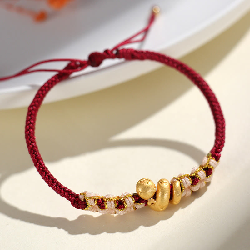 999 Sterling Silver Red String Year of the Snake Luck Bracelet