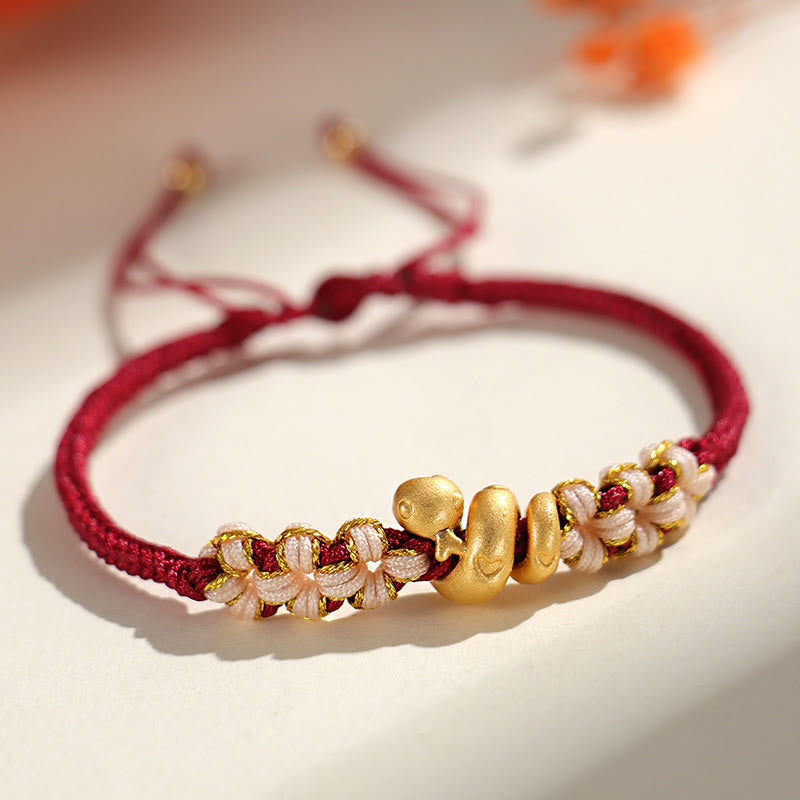 999 Sterling Silver Red String Year of the Snake Luck Bracelet