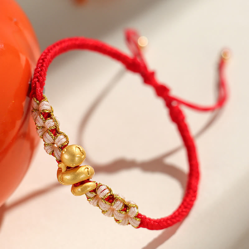 999 Sterling Silver Red String Year of the Snake Luck Bracelet
