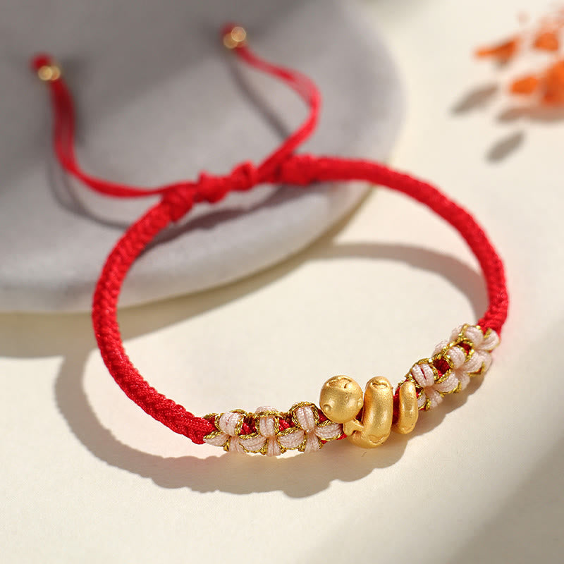 999 Sterling Silver Red String Year of the Snake Luck Bracelet