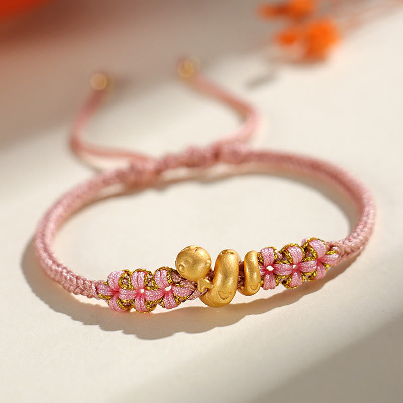 999 Sterling Silver Red String Year of the Snake Luck Bracelet