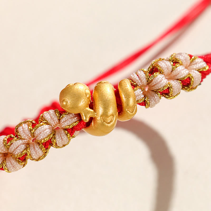 999 Sterling Silver Red String Year of the Snake Luck Bracelet