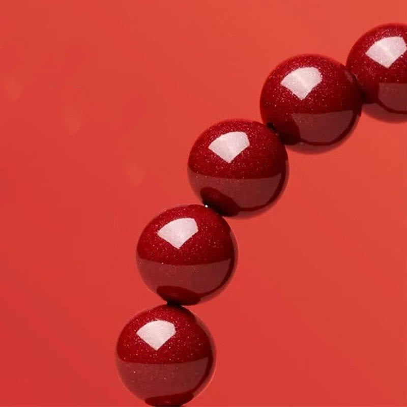 8mm Cinnabar Hetian Jade Snake Year Bracelet for Spiritual Protection