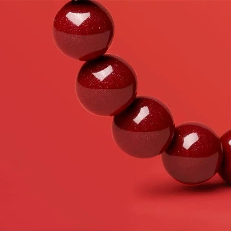 8mm Cinnabar Hetian Jade Snake Year Bracelet for Spiritual Protection