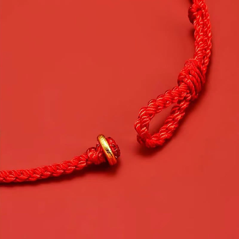 925 Sterling Silver Fu Character Red String Luck Bracelet