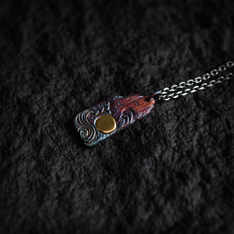 999 Sterling Silver Waves Sun Balance Spiritual Necklace