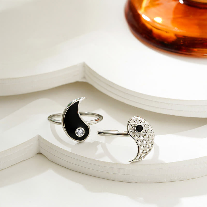 Unisex Titanium Steel Yin Yang Balance Couple Ring
