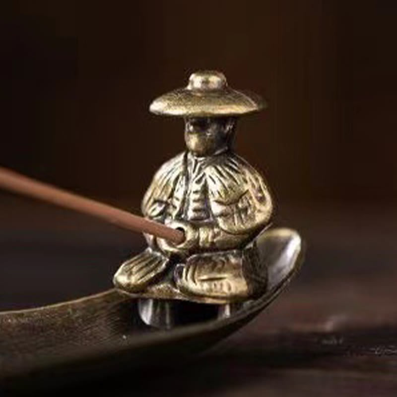 Zinc Alloy Fisherman Koi Fish Incense Burner 21.7cm