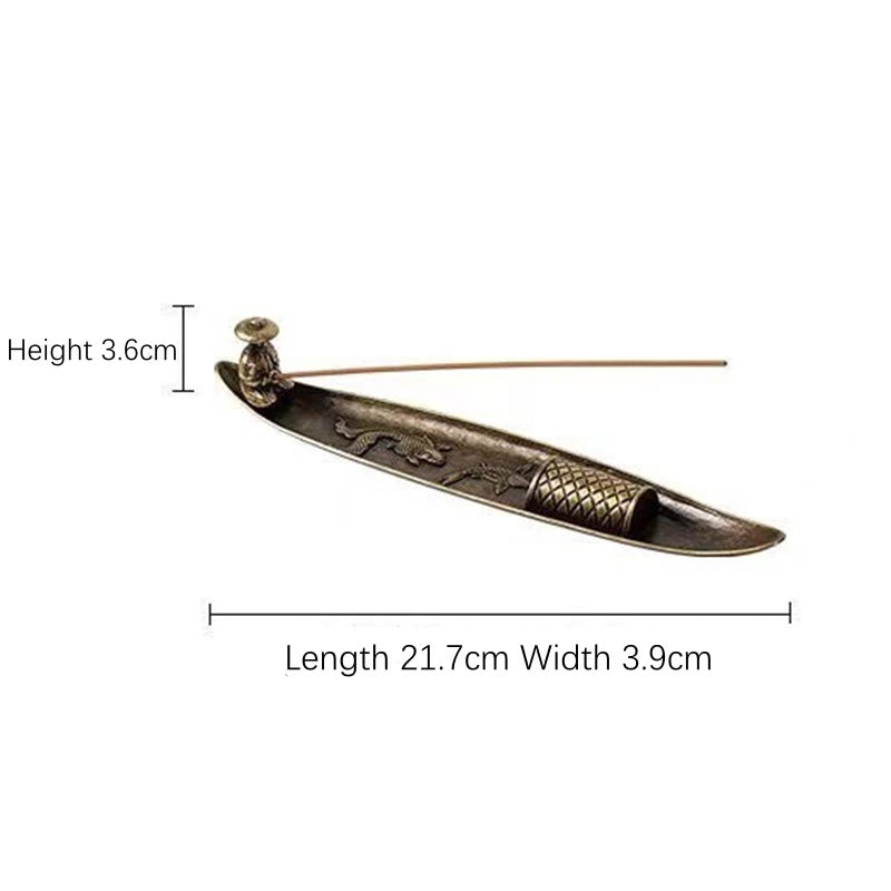 Zinc Alloy Fisherman Koi Fish Incense Burner 21.7cm