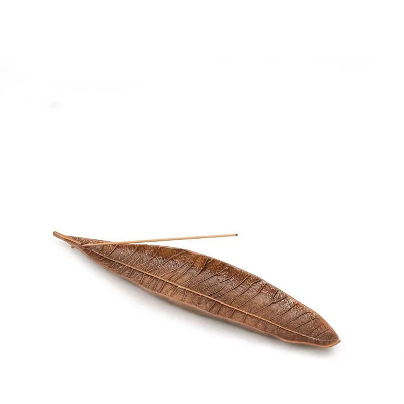 Alloy Incense Burner with Oriental Leaf Design for Tranquility