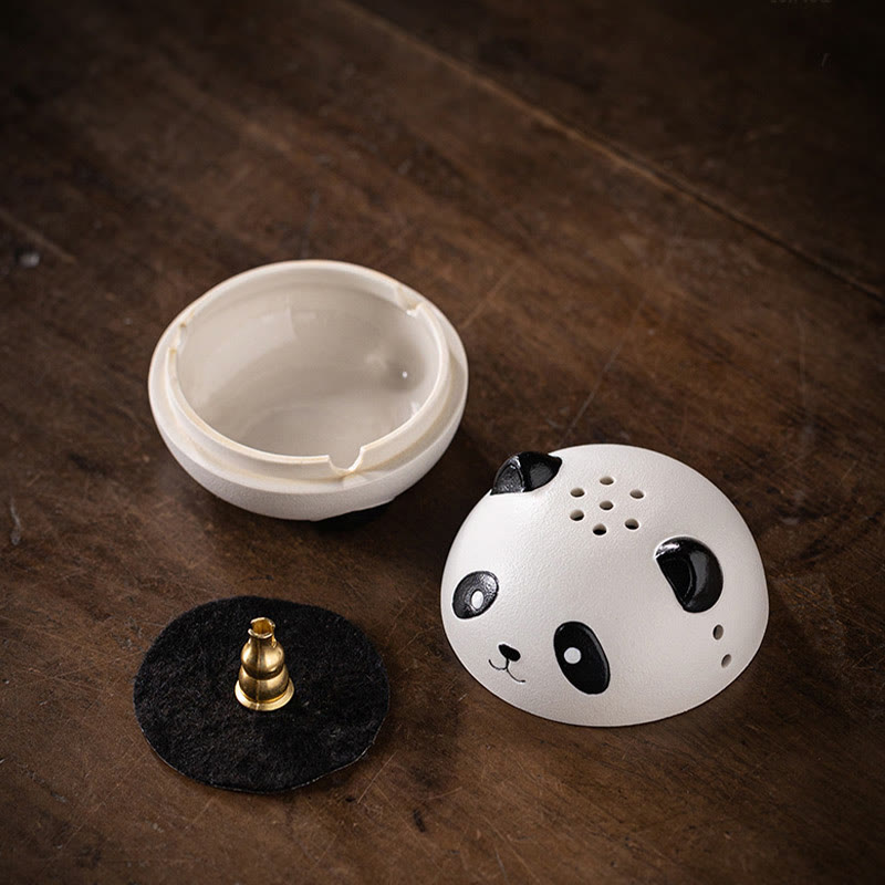 Ceramic Panda Incense Burner for Meditation and Relaxation