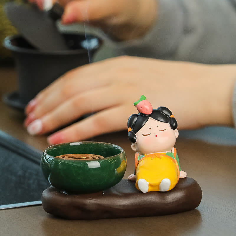 Tang Dynasty Lady Ceramic Incense Burner for Meditation