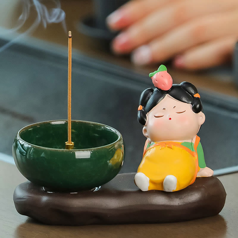 Tang Dynasty Lady Ceramic Incense Burner for Meditation
